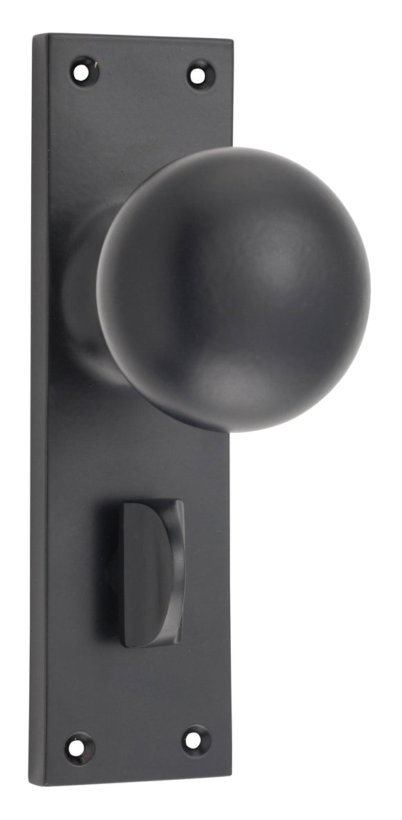 Door Knob Victorian Privacy Pair Matt Black H152xW42xP75mm