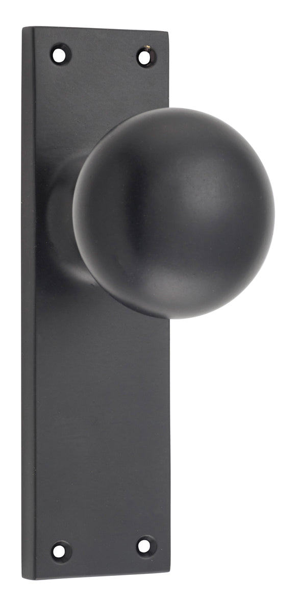 Door Knob Victorian Latch Pair Matt Black H152xW42xP75mm