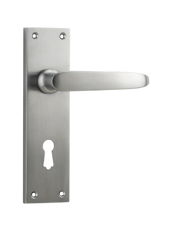 Door Lever Balmoral Lock Pair Satin Chrome H156xW42xP46mm