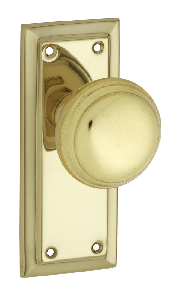 Door Knob Richmond Latch Pair Polished Brass H125xW50xP62mm