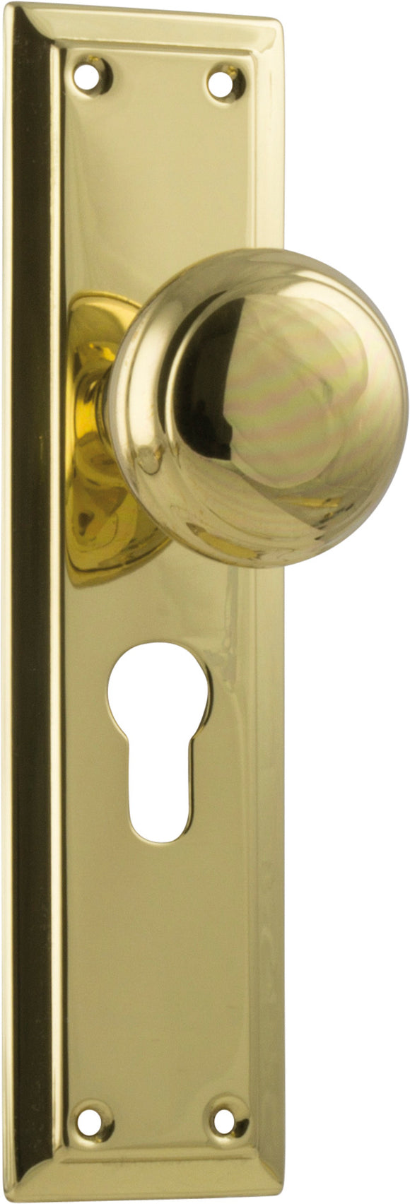 Door Knob Richmond Euro Pair Polished Brass H200xW50xP62mm