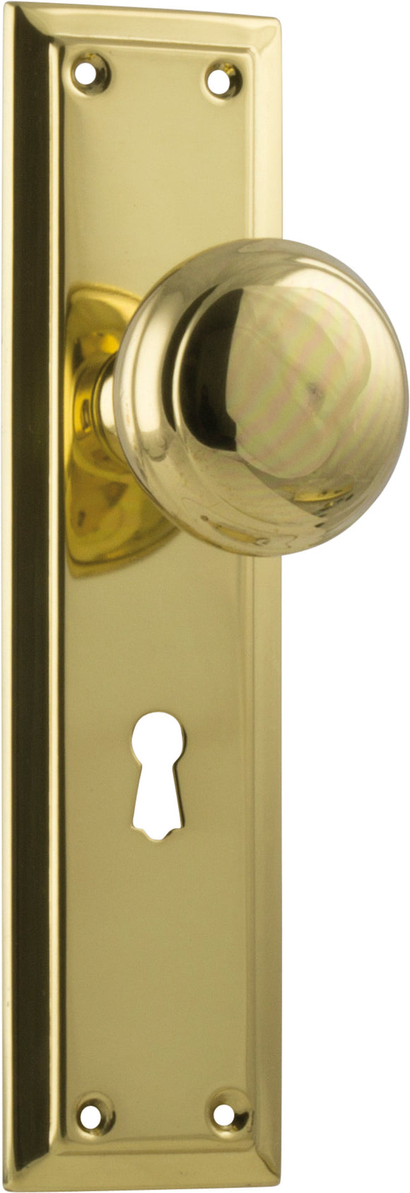 Door Knob Richmond Lock Pair Polished Brass H200xW50xP62mm