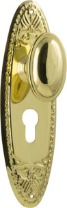 Door Knob Fitzroy Euro Pair Polished Brass H205xW63xP60mm