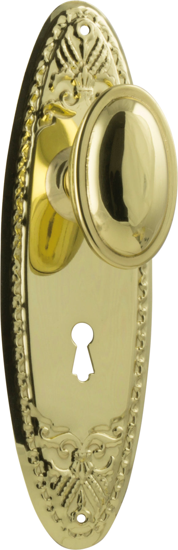 Door Knob Fitzroy Lock Pair Polished Brass H205xW63xP60mm