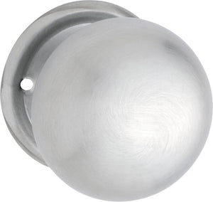 Door Knob Plain Round Rose Pair Satin Chrome D54xP53mm BP54mm