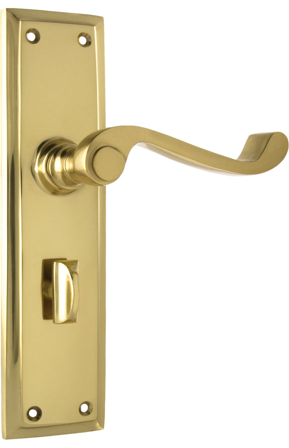 Door Lever Milton Privacy Pair Polished Brass H200xW50xP68mm