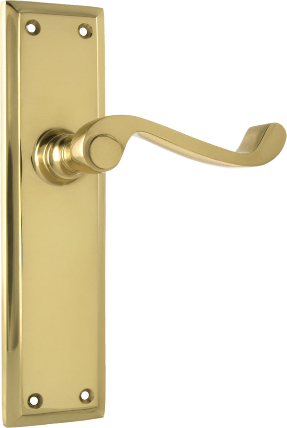Door Lever Milton Latch Pair Polished Brass H200xW50xP68mm