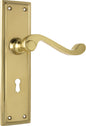 Door Lever Milton Lock Pair Polished Brass H200xW50xP68mm