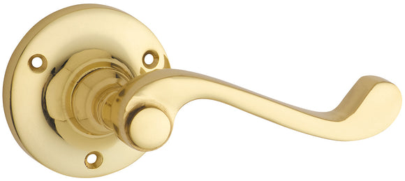Door Lever Milton Round Rose Pair Polished Brass D63xP68mm