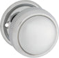 Door Knob Milled Edge Round Rose Pair Chrome Plated D52xP48mm BP52mm