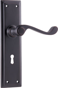 Door Lever Milton Lock Pair Antique Copper H200xW50xP68mm