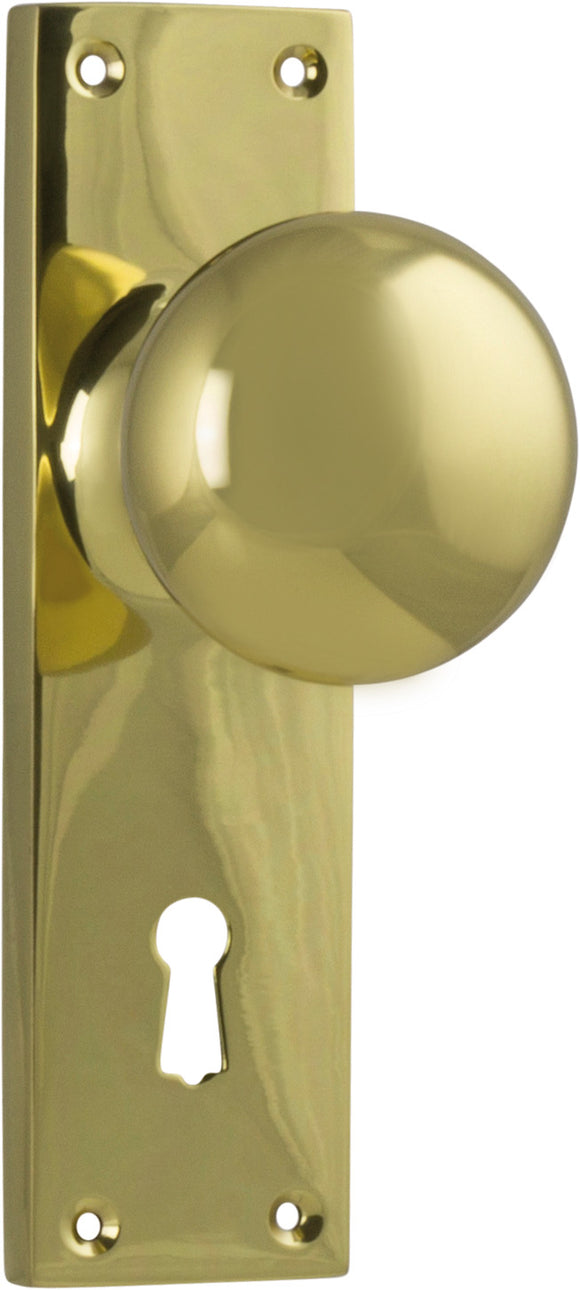 Door Knob Victorian Lock Pair Polished Brass H152xW42xP75mm