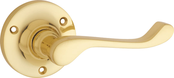 Door Lever Victorian Round Rose Pair Polished Brass D63xP58mm