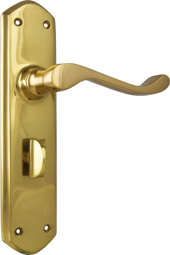 Door Lever Windsor Privacy Pair Polished Brass H200xP60xW45mm