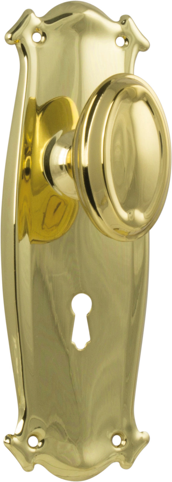 Door Knob Bungalow Lock Pair Polished Brass H197xW68xP60mm