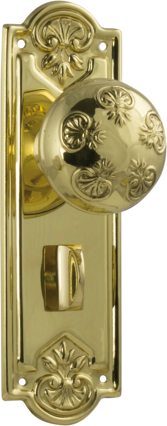 Door Knob Nouveau Privacy Pair Polished Brass H188xW58xP60mm