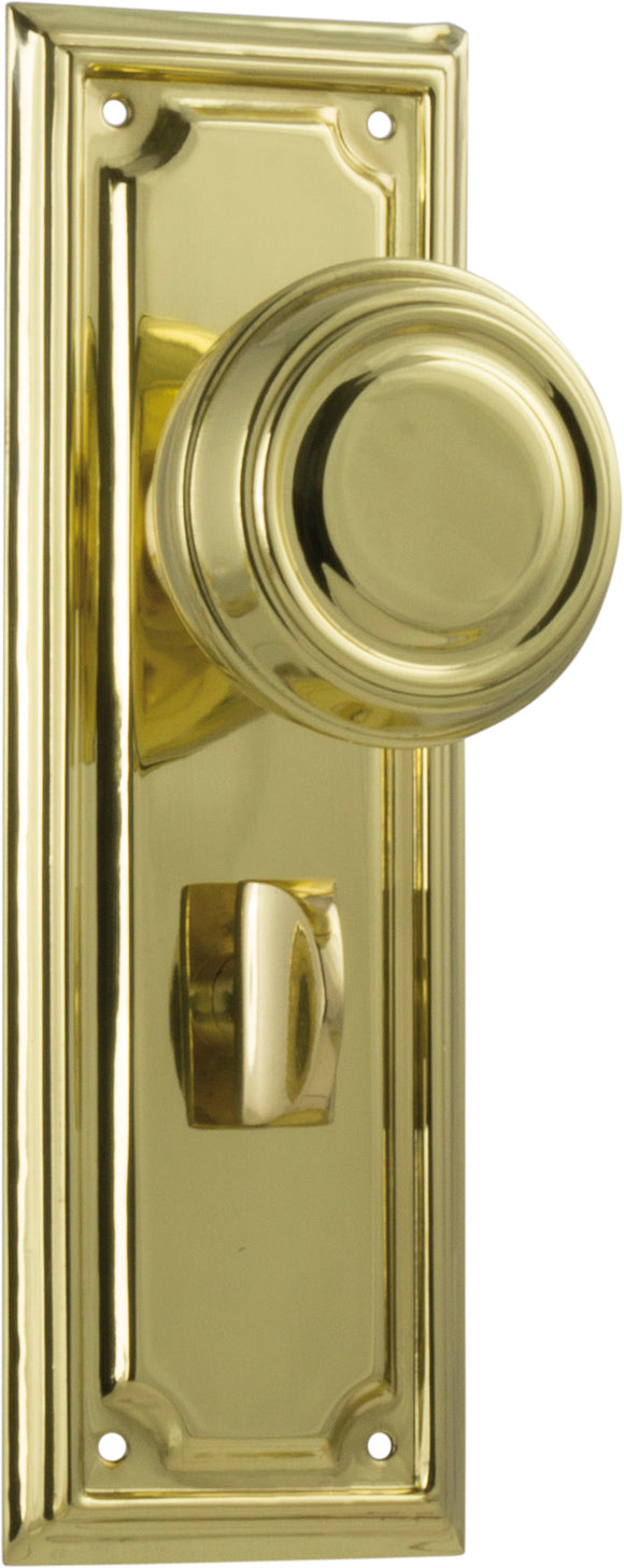 Door Knob Edwardian Privacy Pair Polished Brass H185xW60xP57mm