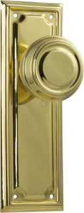 Door Knob Edwardian Latch Pair Polished Brass H185xW60xP57mm