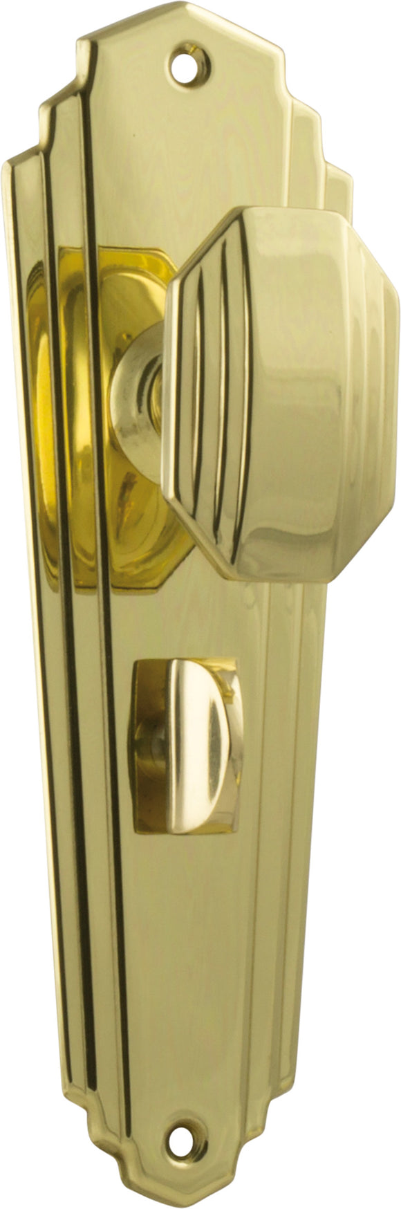 Door Knob Elwood Art Deco Privacy Pair Polished Brass H200xW63xP47mm