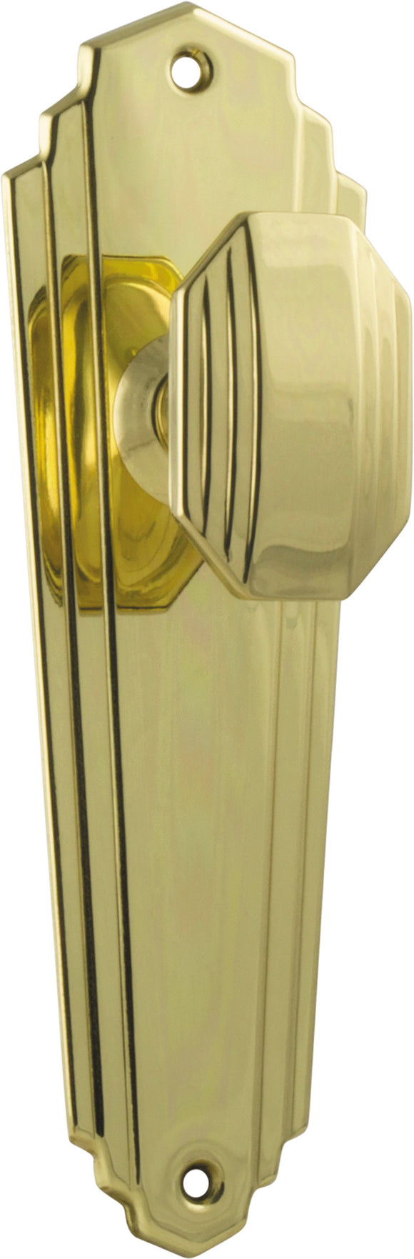 Door Knob Elwood Art Deco Latch Pair Polished Brass H200xW63xP47mm
