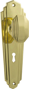 Door Knob Elwood Art Deco Lock Pair Polished Brass H200xW63xP47mm