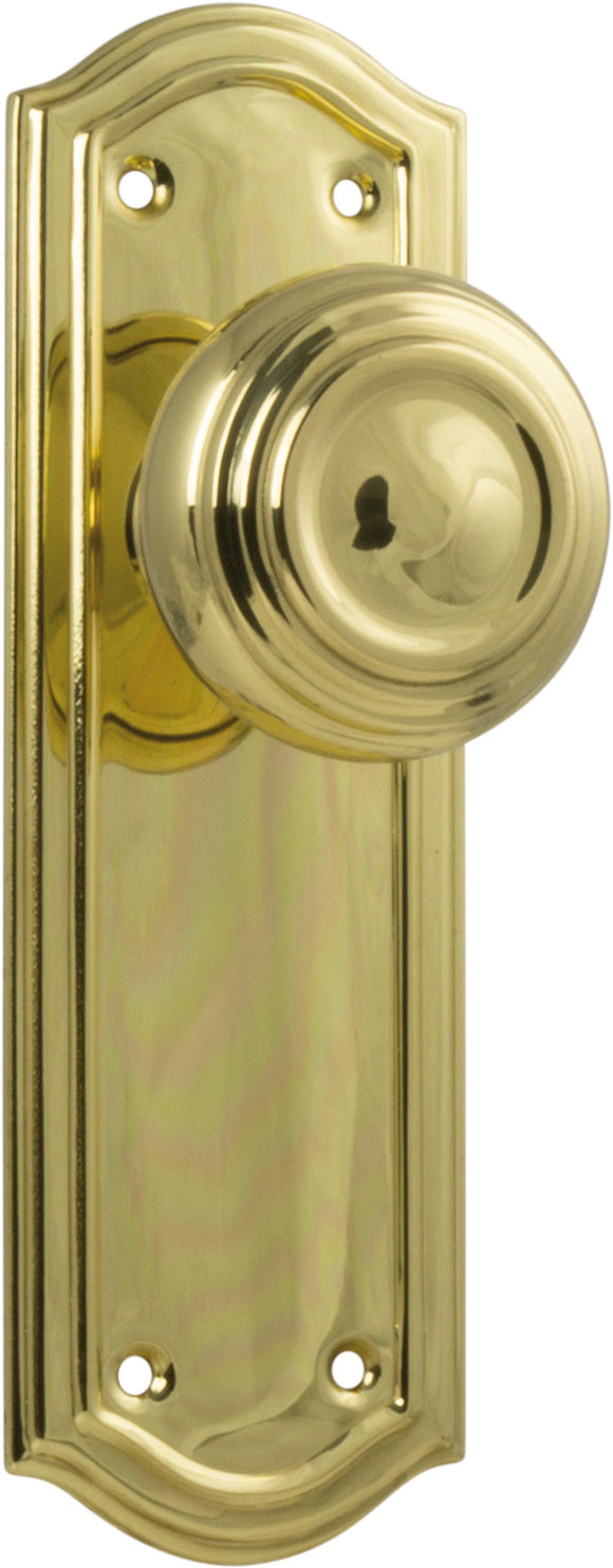 Door Knob Kensington Latch Pair Polished Brass H175xP57xW58mm