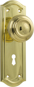 Door Knob Kensington Lock Pair Polished Brass H175xP57xW58mm