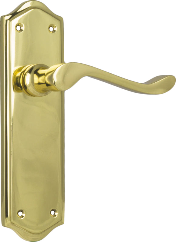 Door Lever Henley Latch Pair Polished Brass H180xW50xP58mm