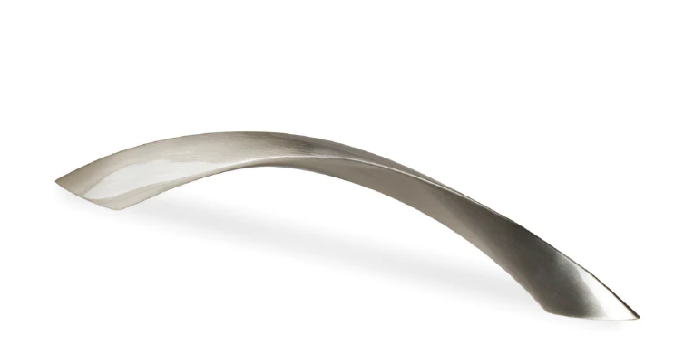 ELITE TWIST BOW HANDLE HOLE CENTRE 128MM ( LENGTH: 168mm x HEIGHT : 30mm x WIDTH : 16mm ) - BRUSHED NICKEL & MATT CHROME PLATED