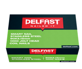Delfast SmartNail Ring 316 Stainless Steel Coil Nails Available in 6 sizes 40 x 2.8 mm,50 x 2.8mm,60 x 2.8mm,65 x 2.8mm,75 x 3.15mm ,90 x 3.15mm Box 1000.