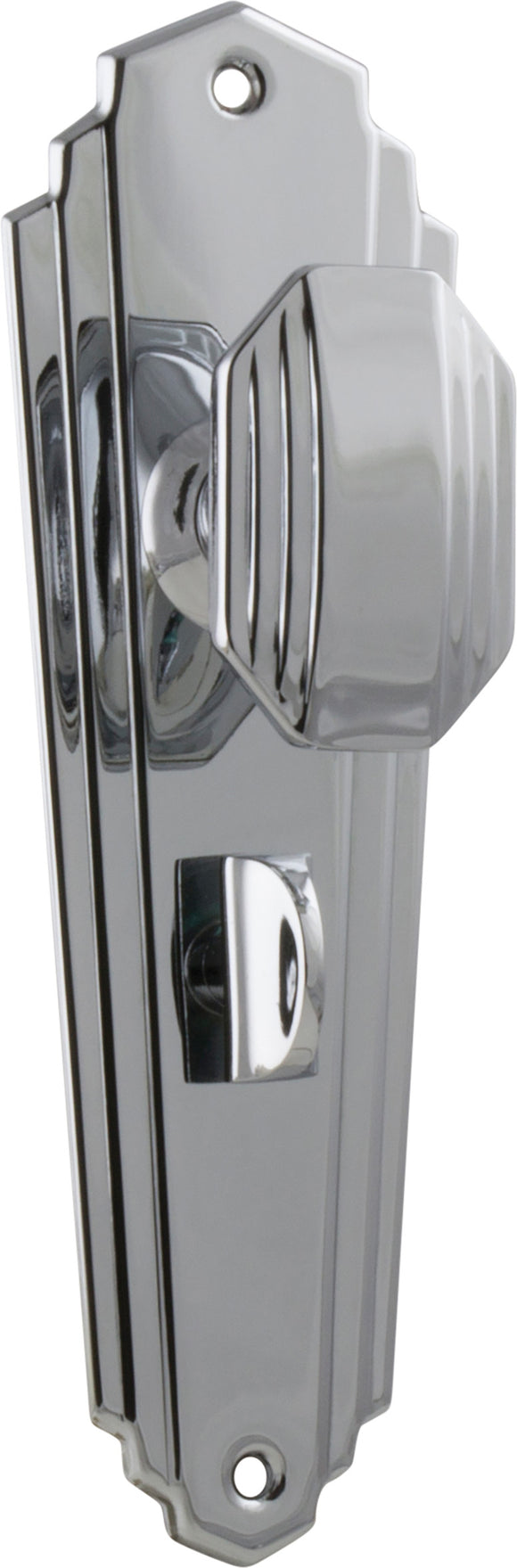 Door Knob Elwood Art Deco Privacy Pair Chrome Plated H200xW63xP47mm