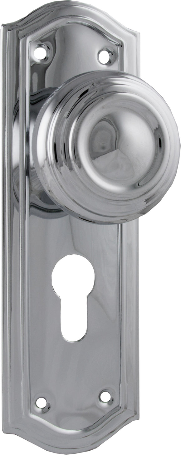 Door Knob Kensington Euro Pair Chrome Plated H175xP57xW58mm