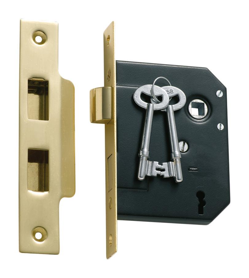 Mortice Lock 3 Lever Polished Brass CTC57mm Backset 57mm
