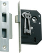 Mortice Lock 3 Lever Satin Chrome CTC57mm Backset 44mm