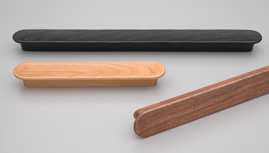 Kethy Ribe Handle 128mm C to C, O/A 156mm Available In 4 Colours : Black Stain ,Oak ,Oak Unfinished ,Walnut
