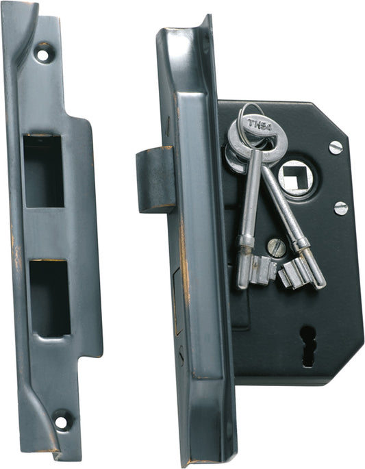 Mortice Lock 3 Lever Rebated Antique Copper CTC57mm Backset 44mm