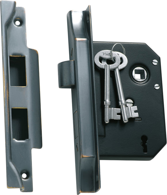 Mortice Lock 3 Lever Rebated Antique Copper CTC57mm Backset 57mm