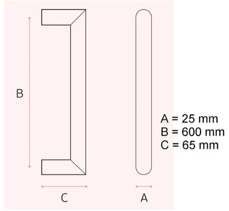 JNF Pull handle Back to Back ( Ø25mm - 425mm ,600mm ) & ( Ø30mm - 600mm ) Long -Finish : Stainless Steel