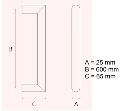 JNF Pull handle Back to Back ( Ø25mm - 425mm ,600mm ) & ( Ø30mm - 600mm ) Long -Finish : Stainless Steel