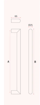 JNF Pull handle Back to Back ( Ø25mm - 425mm ,600mm ) & ( Ø30mm - 600mm ) Long -Finish : Stainless Steel
