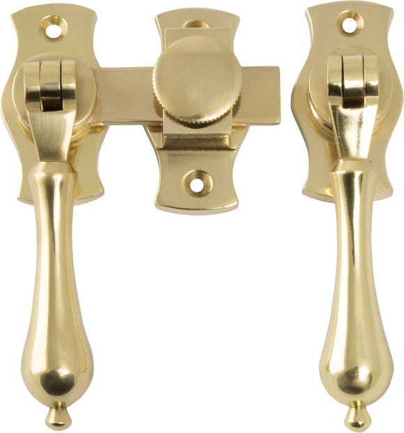 French Door Fastener Teardrop Polished Brass Backplate H54xW29mm P31mm