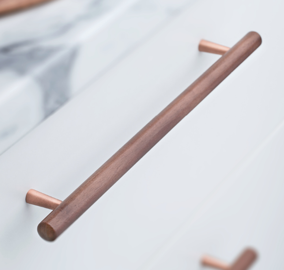 Kethy Tilla Handle 224mm C to C Feet Available In 4 Colours : Black Brass ,Black Copper ,Walnut Brass ,Walnut Copper