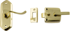 Screen Door Latch Right Hand External Polished Brass H98xW36mm P40mm