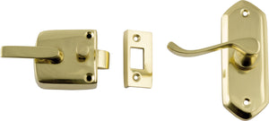 Screen Door Latch Left Hand External Polished Brass H98xW36mm P40mm