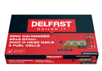 Delfast Ring Galvanised D-Head Nails Available in 2 sizes 65 x 2.87mm,75 x 3.06mm Box 1000.