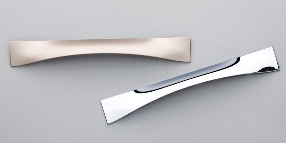 Kethy Wrap Handle 128mm C To C, O/A 190.4mm Brushed Nickel & Polished Chrome