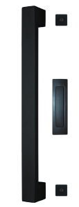 MILES NELSON BARN DOOR KIT BLACK ELECTROPLATED SQUARE SS 316 PULL 560MM CTC + FLUSH PULL (INCLUDES 781SS600BLKREAR + 773BLK)
