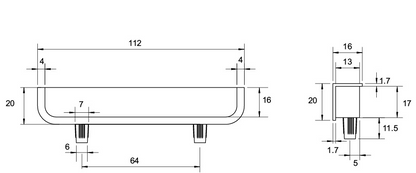 Kethy Back Handle 64mm Recessed Edge Pull C to C Matt Nickel