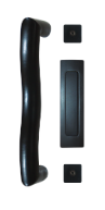 MILES NELSON BARN DOOR KIT BLACK POWDER COAT WAVY SOLID SS 304 PULL SINGLE 250 CTC + FLUSH PULL (INCLUDES 765BLK + 773BLK)