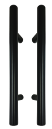 MILES NELSON BARN DOOR KIT BLACK POWDER COAT ROUND SS 304 PULL PAIR 250MM CTC (INCLUDES 629BLK450)